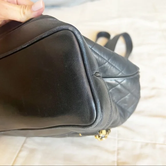 Chanel Vintage Quilted CC Black Lambskin Backpack - Picture 10 of 14